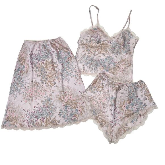 Vintage Lindsey Roscoe for Farr West Pink Floral Camisole & Slip Set - Picture 1 of 11